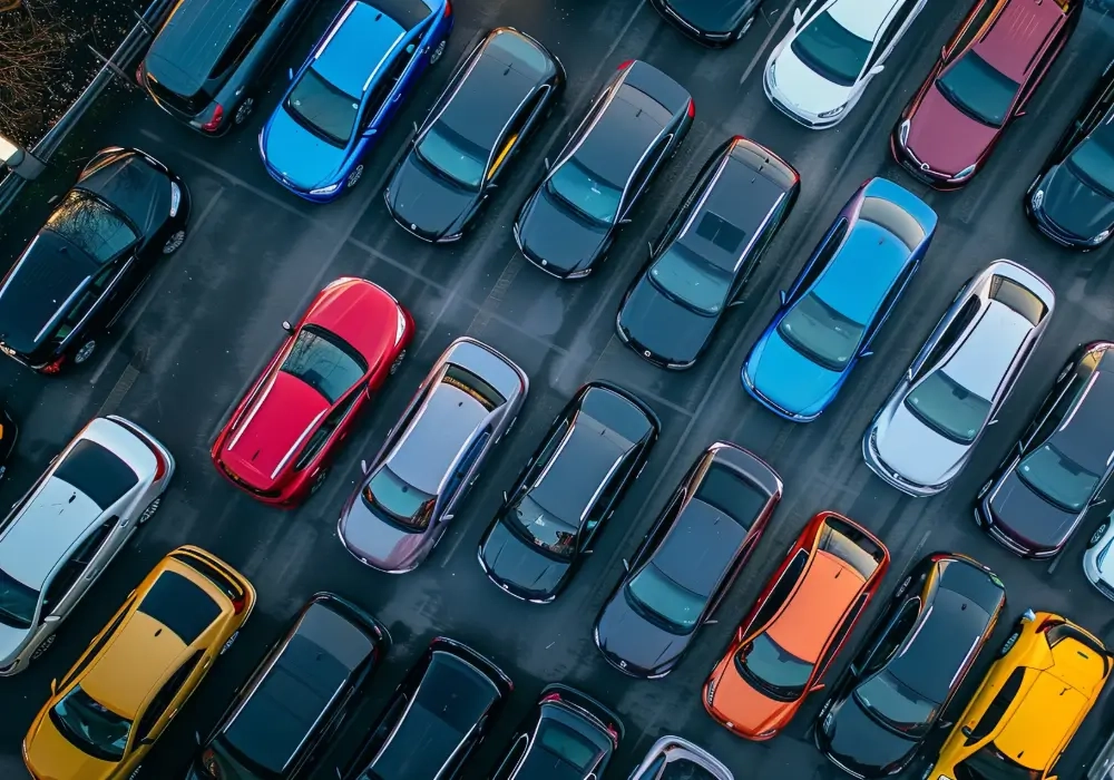 Vehicles in a Parking Lot From Above