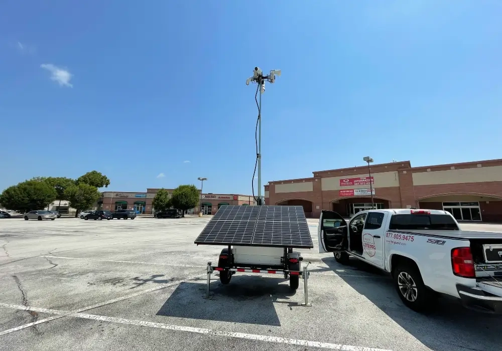 Trailer outside a vacant commercial property