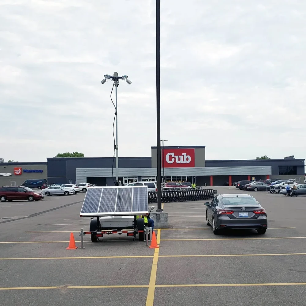 Retail Parking Lot Solar Surveillance Trailer Deployment