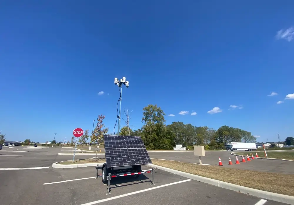 Surveillance Trailer in Parking Lot